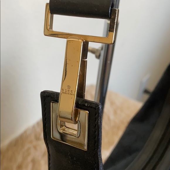 Auth Gucci Small Black Monogram Canvas Clasp Hobo - Picture 2 of 11